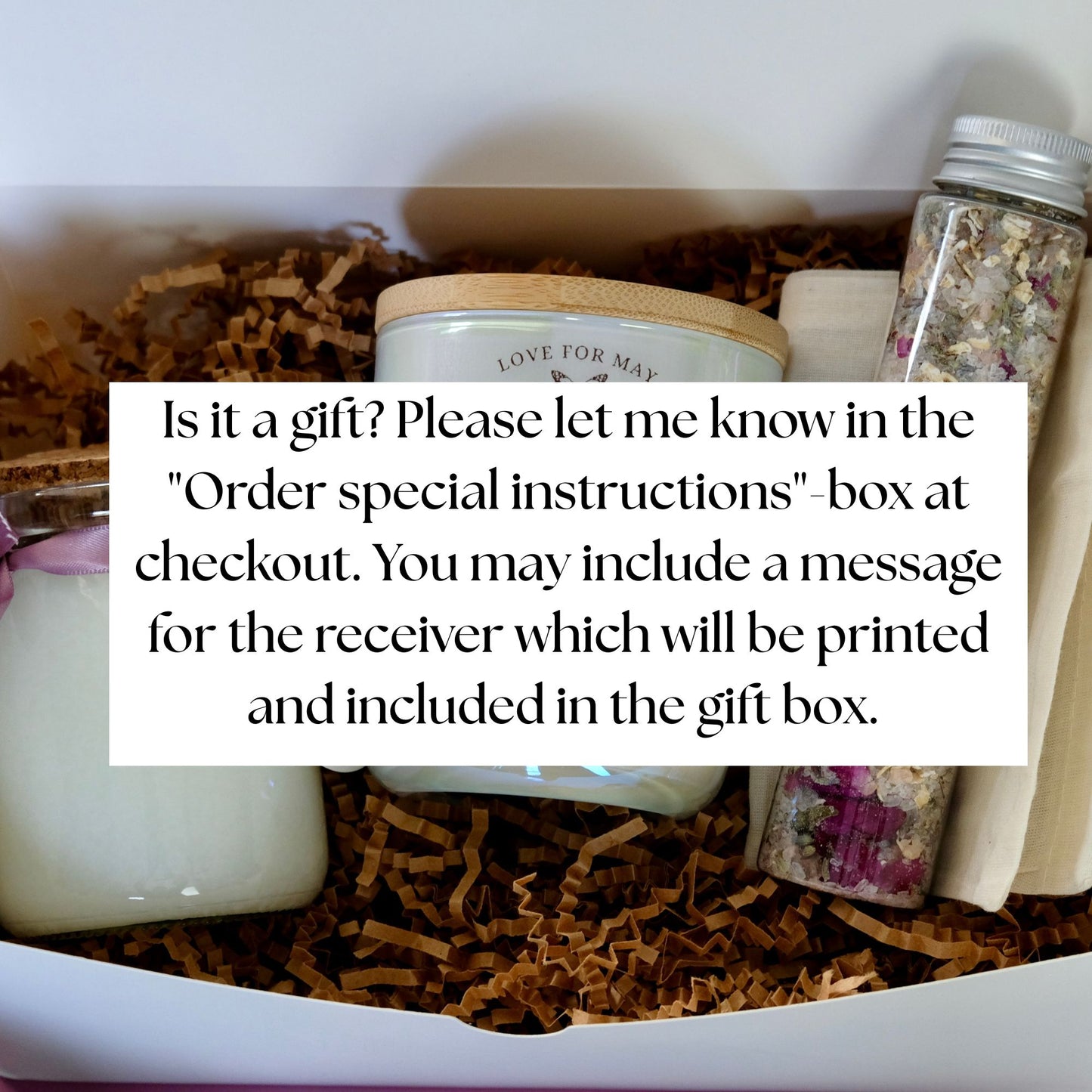 Instructions for leaving a message for the person receiving the gift.