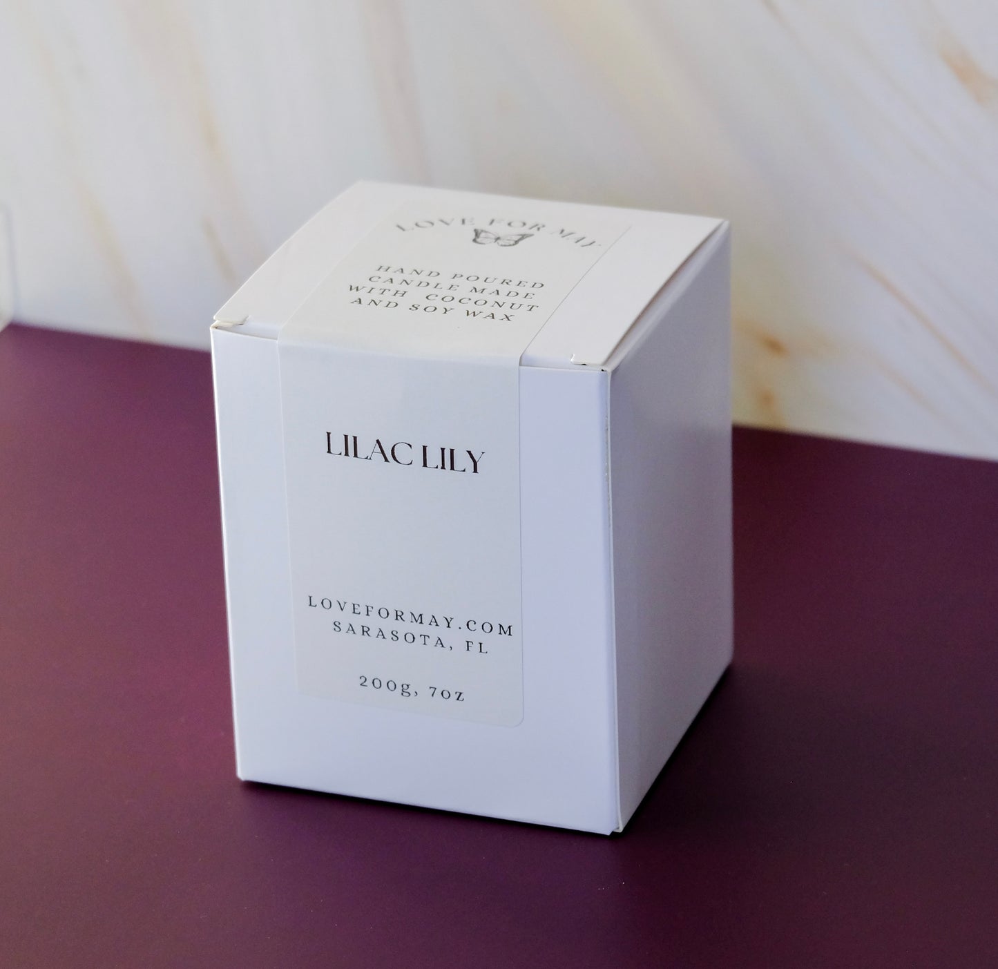 Handmade Manifestation Candle All is Well Lilac Lily in a white box