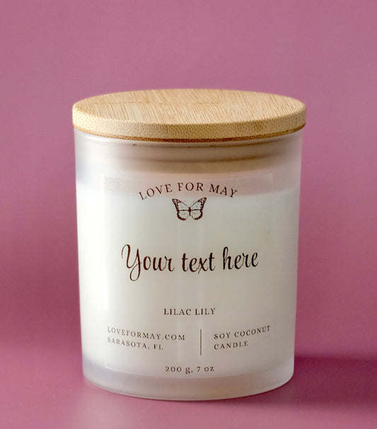 Frosted glass candle that can be customized